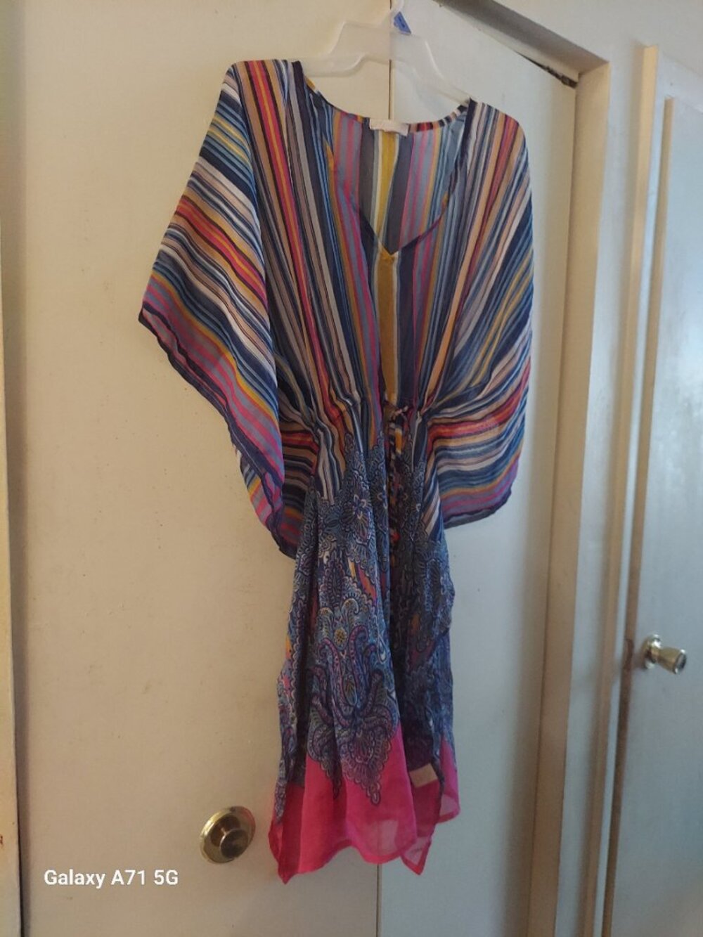 Striped & Paisley Sheer Print Swimsuit Cover-up